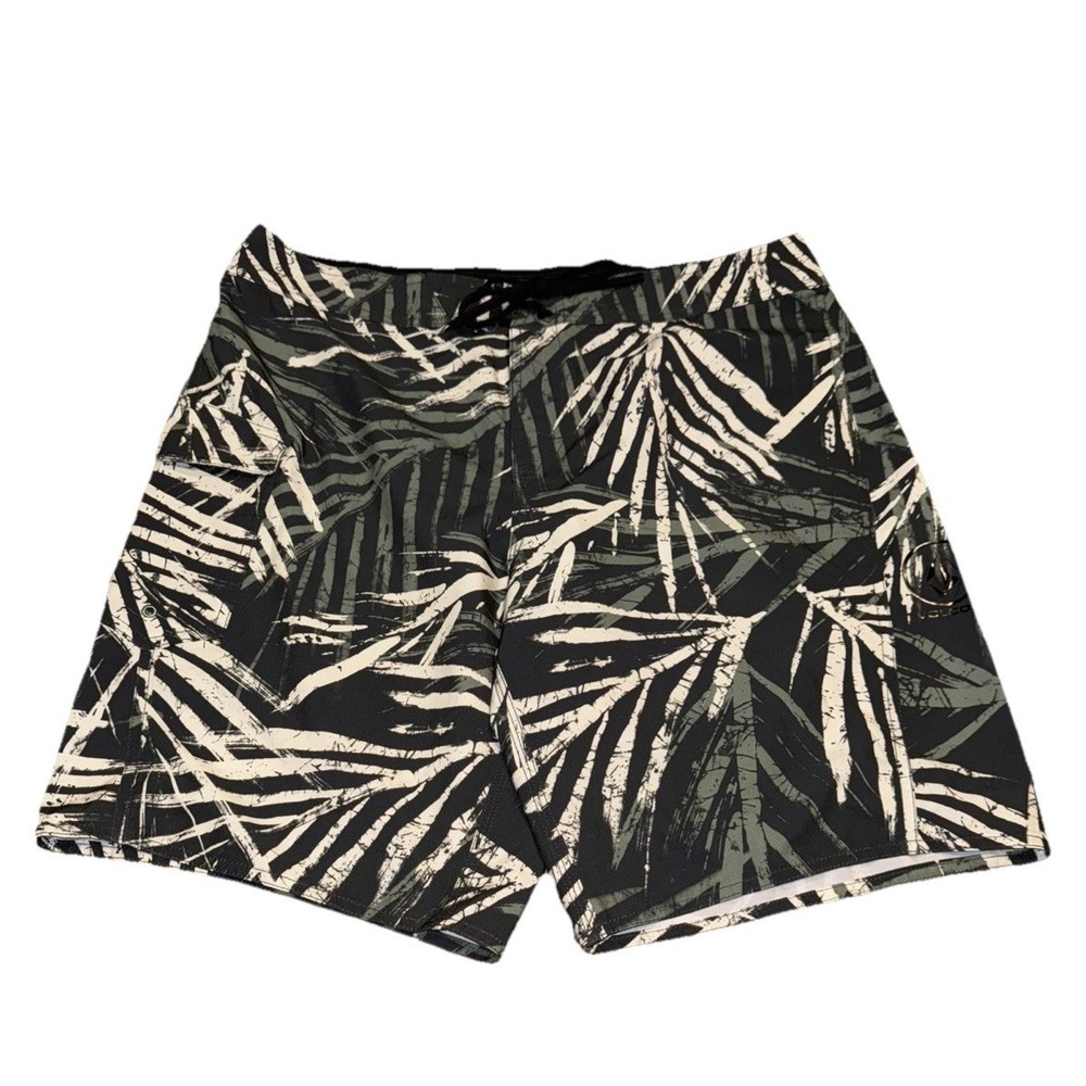 Volcom Trunks Board Shorts Mens Sz 34 Palm Print Green